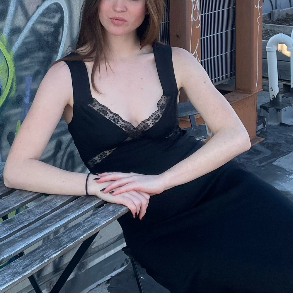 Reformation Provence dress black silk